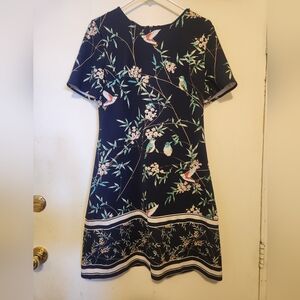 NY&CO. Blue Floral Bird Stretchy Dress